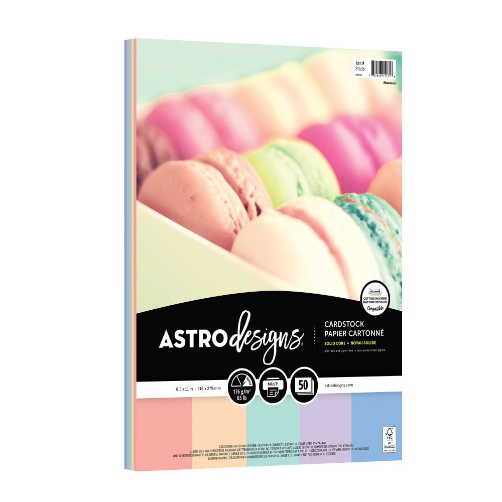 Astrodesigns Color Cardstock, Macaron Assortment, Letter