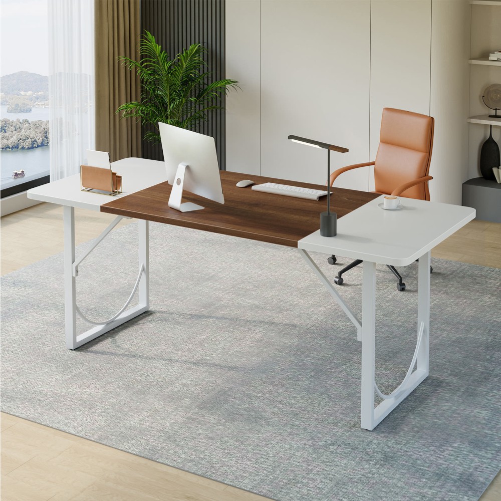 Pinmoco 63"W Executive Computer Desk, White