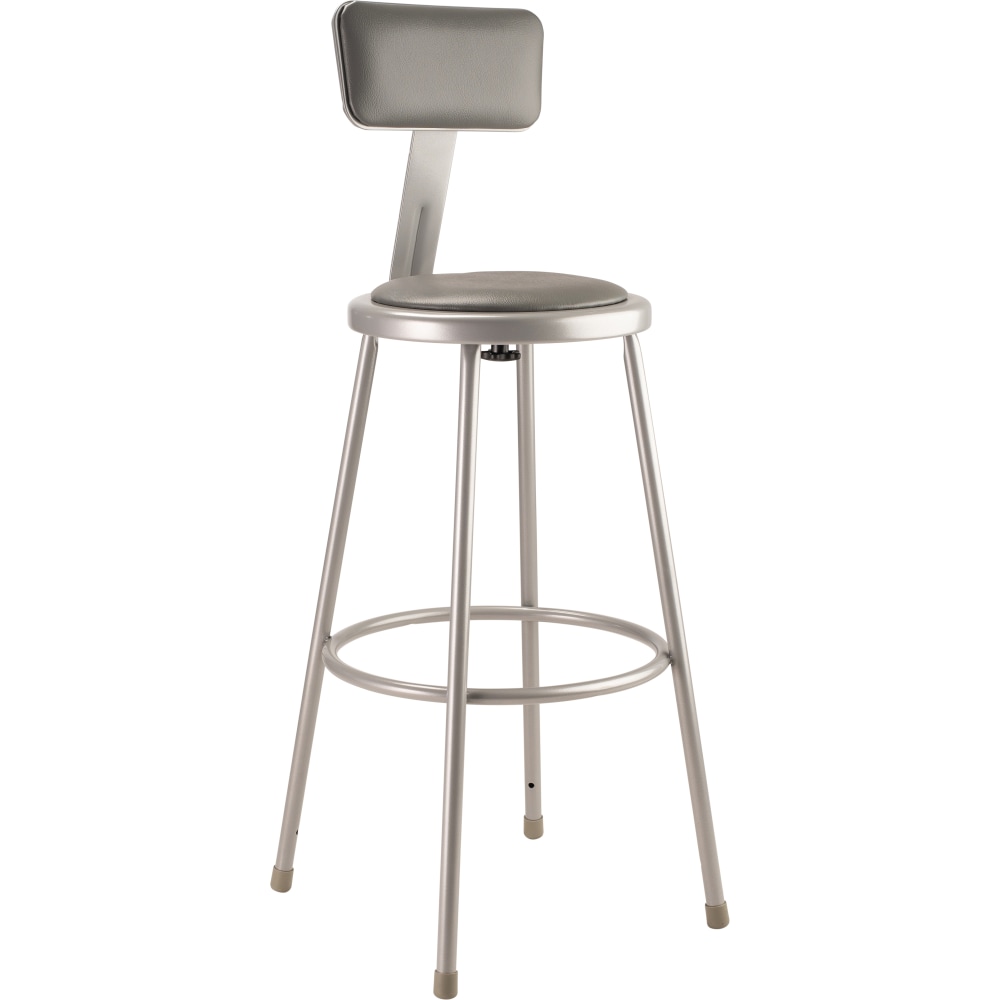 National Public Seating Vinyl-Padded Stool With Back, 30"H,