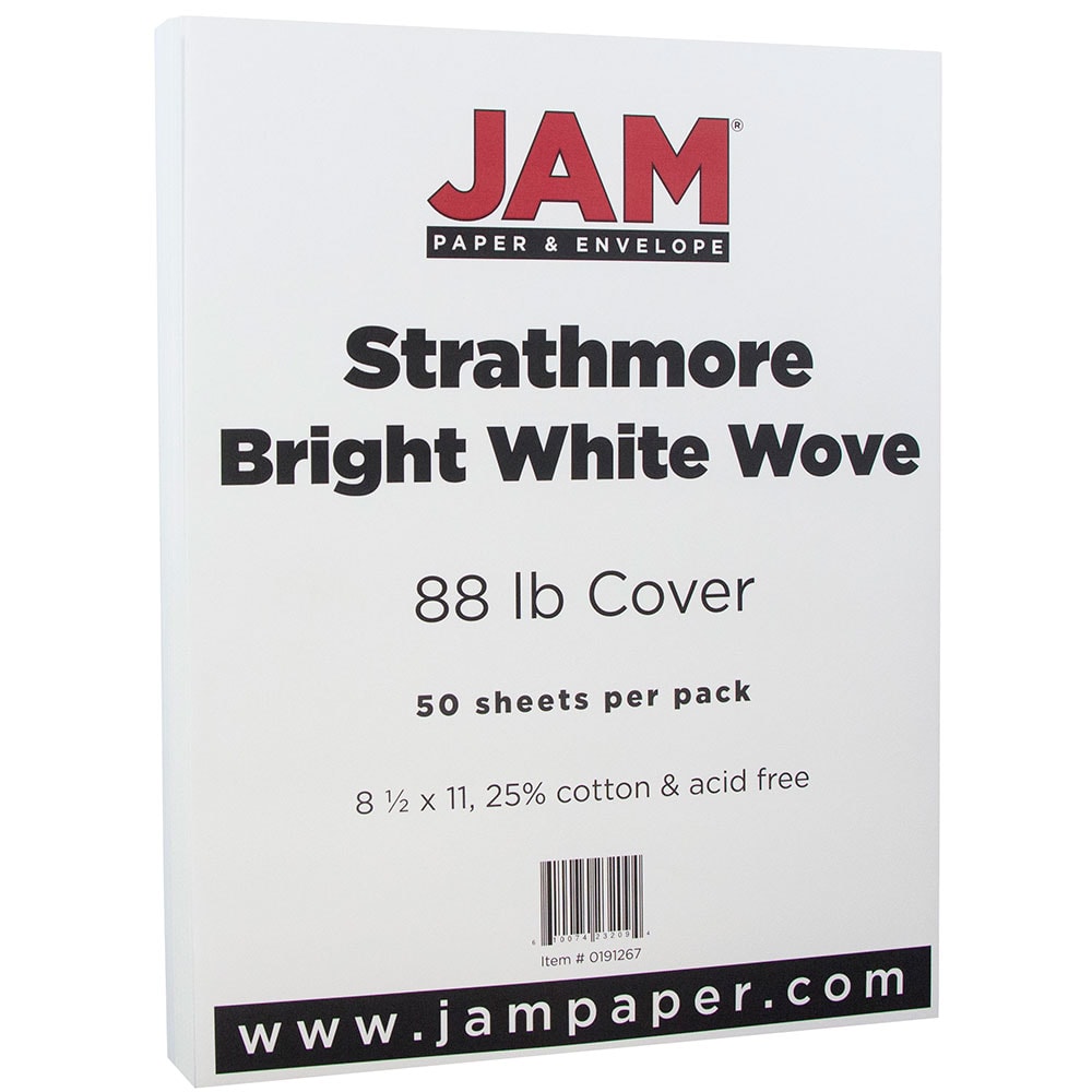 JAM Paper® Card Stock, Strathmore Bright White Wove,