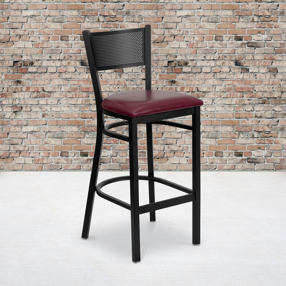 Flash Furniture Metal/Vinyl Restaurant Barstool With Grid Back,