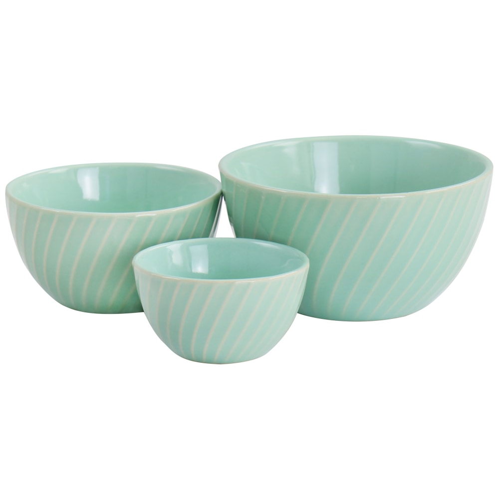 Martha Stewart 3-Piece Stoneware Mini Bowl Set, Mint