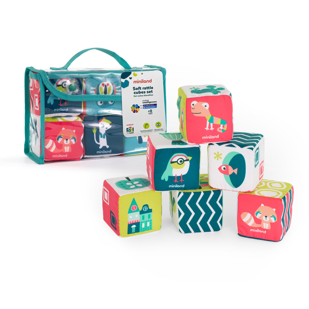 Miniland Feel To Learn Soft Rattle Cubes Set