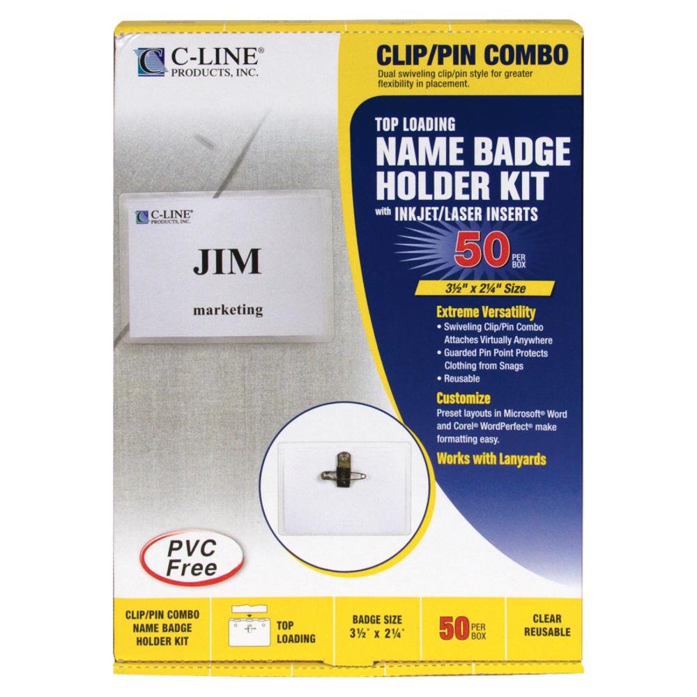 C-Line Sealed Clip/Pin Style Badge Holder Kit, Top
