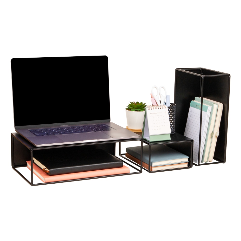 Mind Reader Metal Desktop Risers, Black, Total Qty