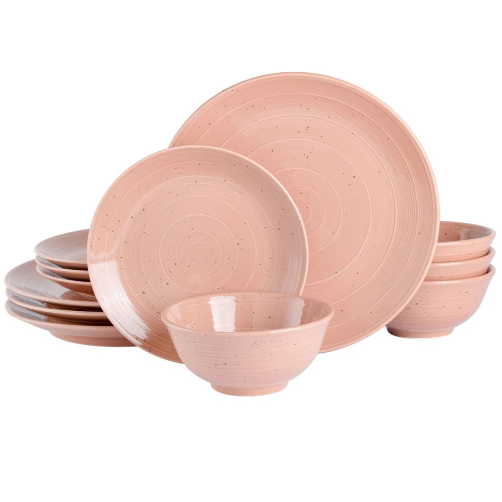Gibson Elite Ramapo 12-Piece Stoneware Dinnerware Set, Soft