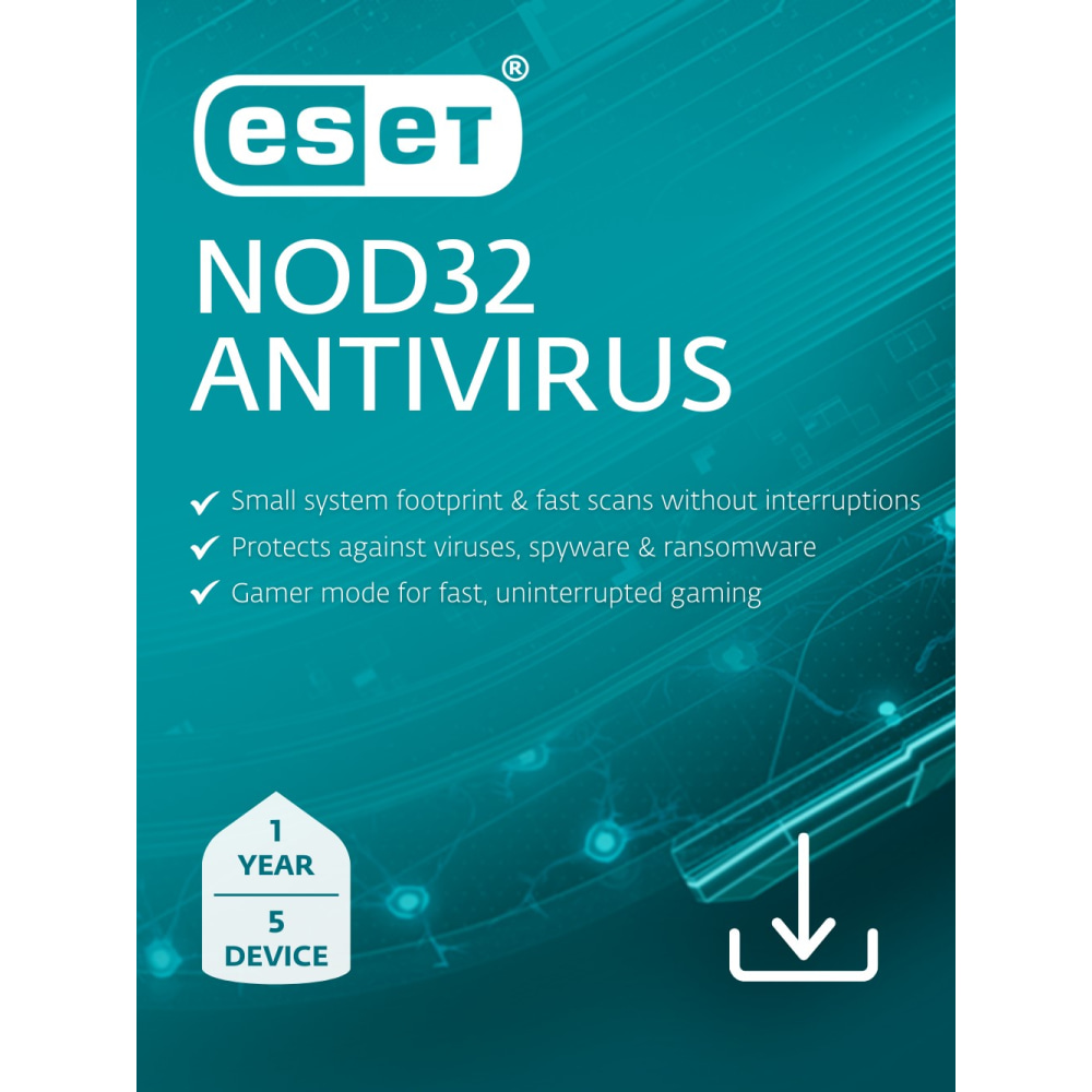 ESET NOD32 Antivirus 2025, 5 Devices, 1 YR