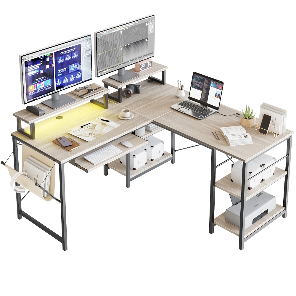 Bestier L-Shaped Corner Computer Desk With Storage Shelf,