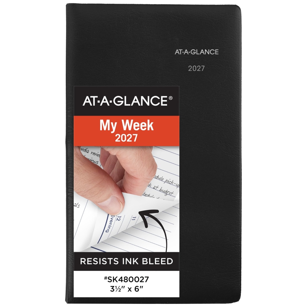 AT-A-GLANCE® DayMinder® 2027 Weekly Planner, Black, Pocket, 3