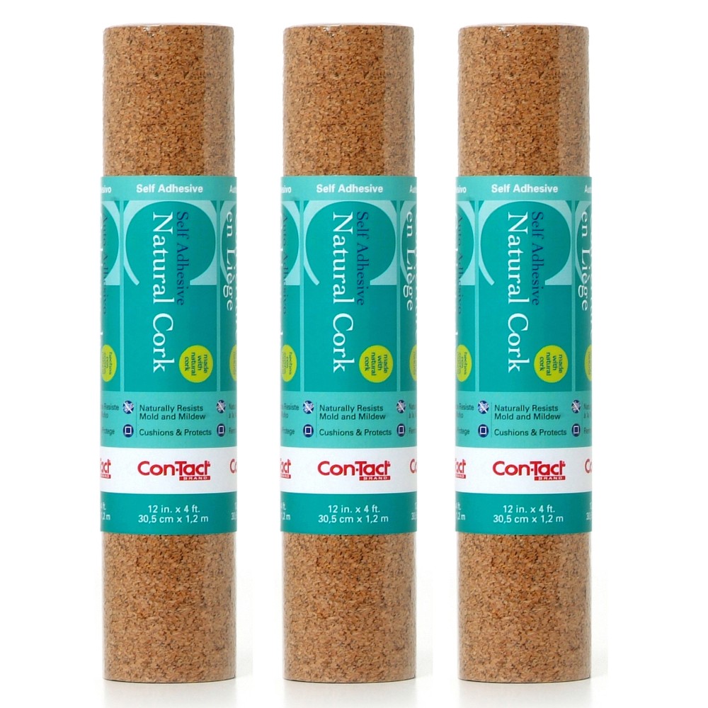 Kittrich Con-Tact Adhesive Rolls, 12" x 4&#x27;, Cork,