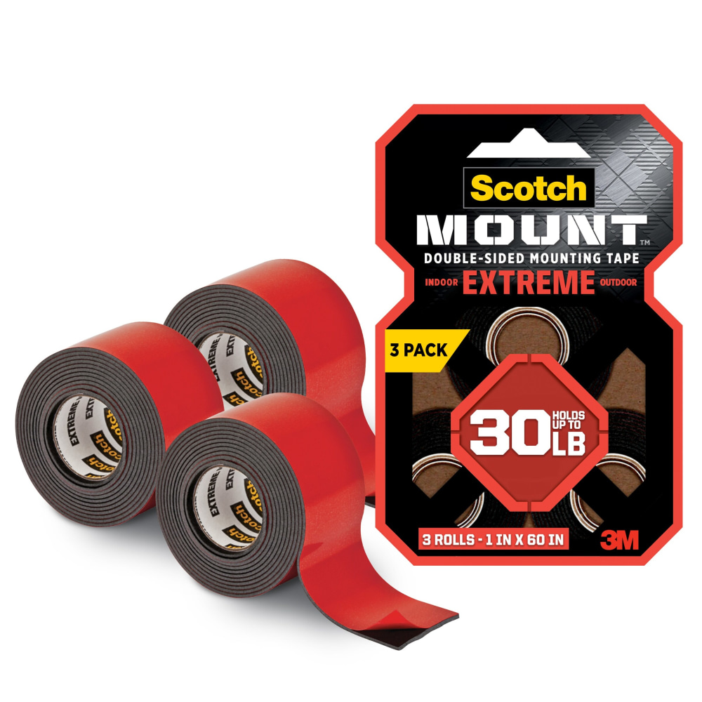 Scotch Mount Extreme Double-Sided Mounting Tape, Black, 1