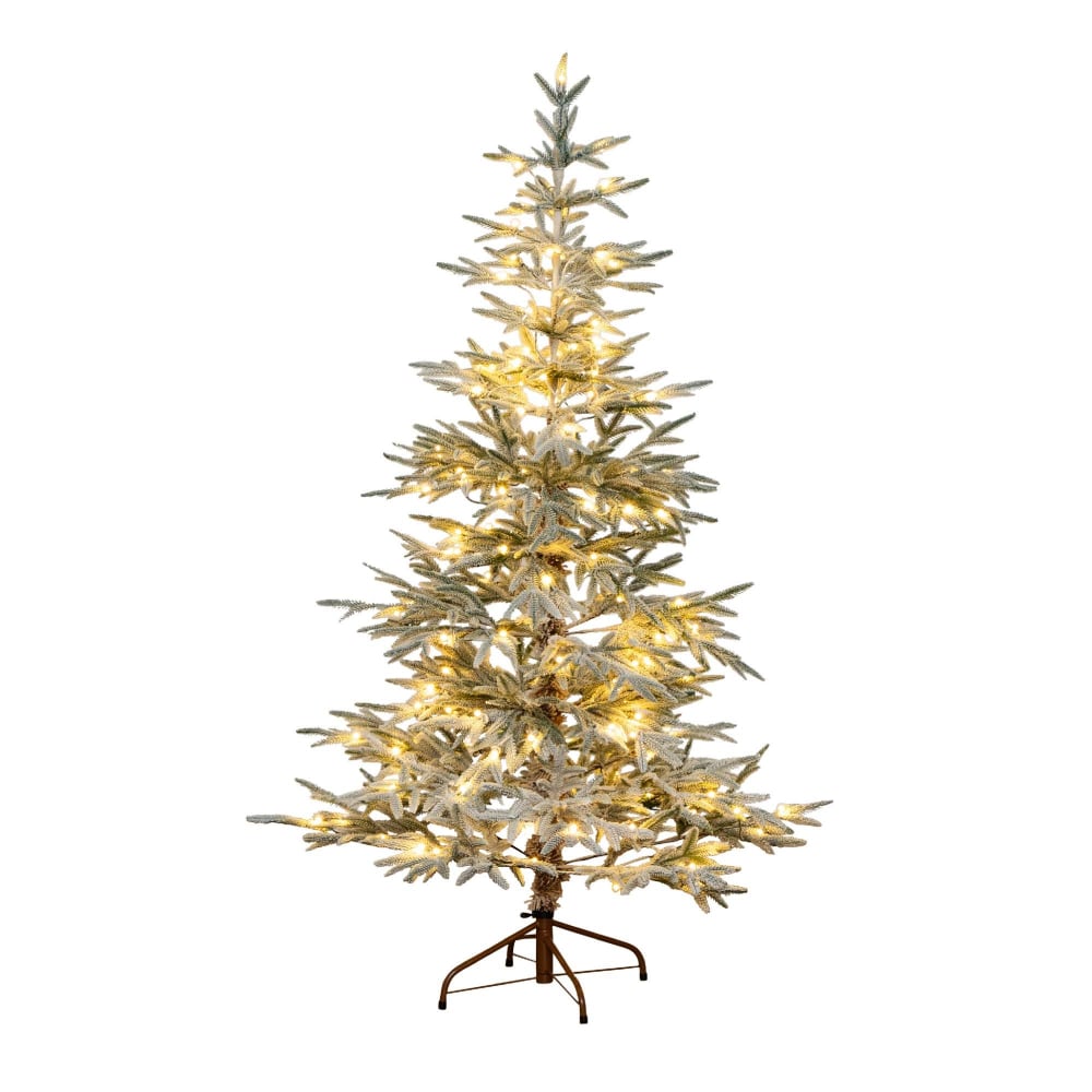 Nearly Natural 6’H Pre-Lit Artificial Flocked Woodland Fir