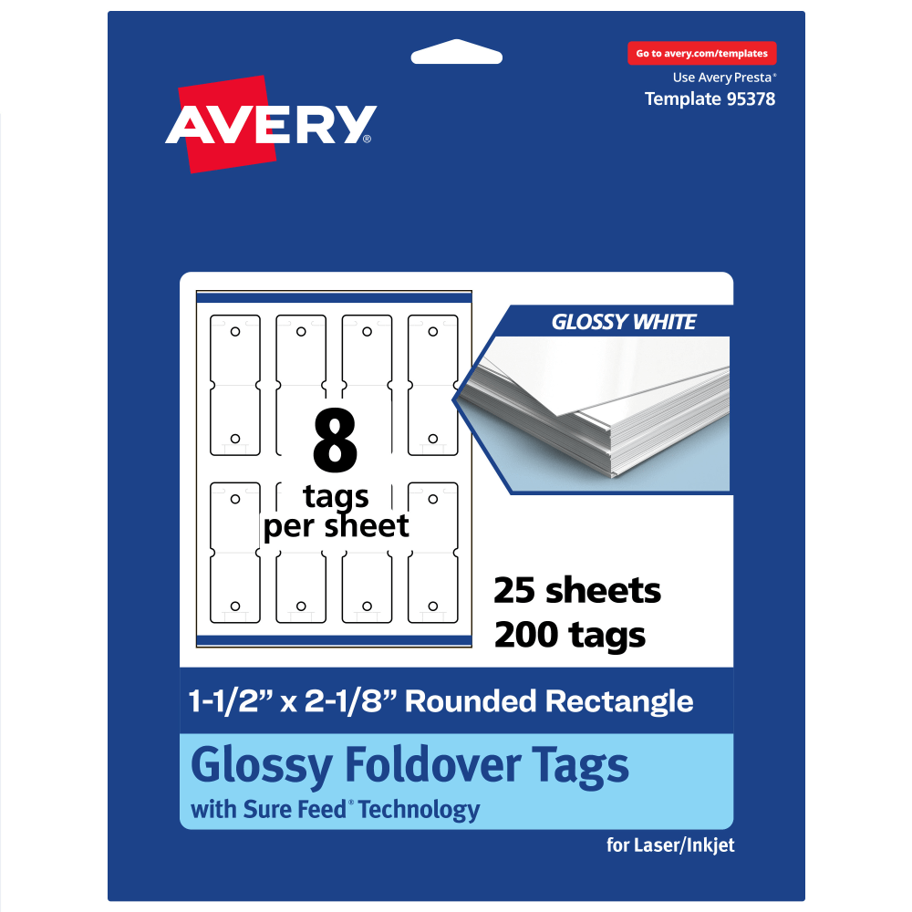 Avery® Print-To-The-Edge Foldover Tags With Sure Feed®