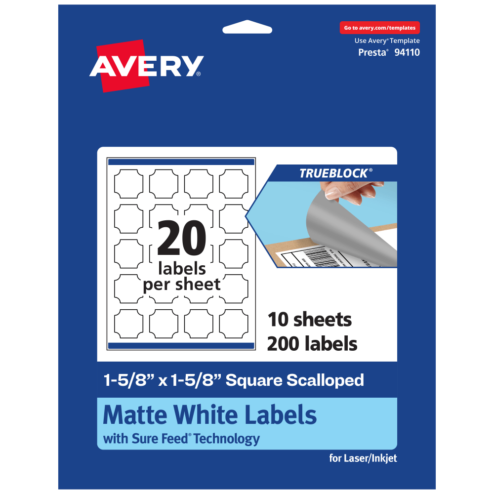 Avery® Print-To-The-Edge TrueBlock® Labels With Sure Feed®,