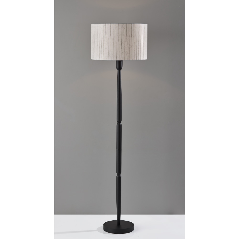 Adesso Nigel 61"H Floor Lamp, Linen/Black