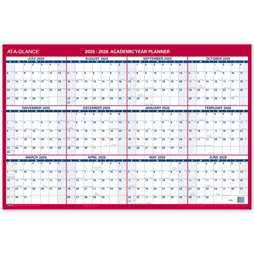 AT-A-GLANCE® Horizontal Reversible Erasable Academic and Regular