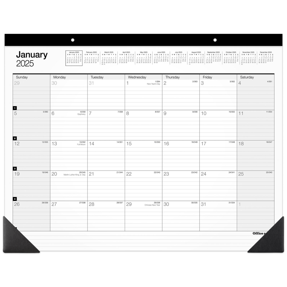 2025 Office Depot Monthly Desk Pad Calendar, 21-3/4"