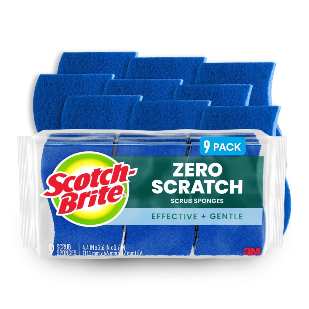 Scotch-Brite® Zero Scratch Scrub Sponge, 9 Pack Scrubbing