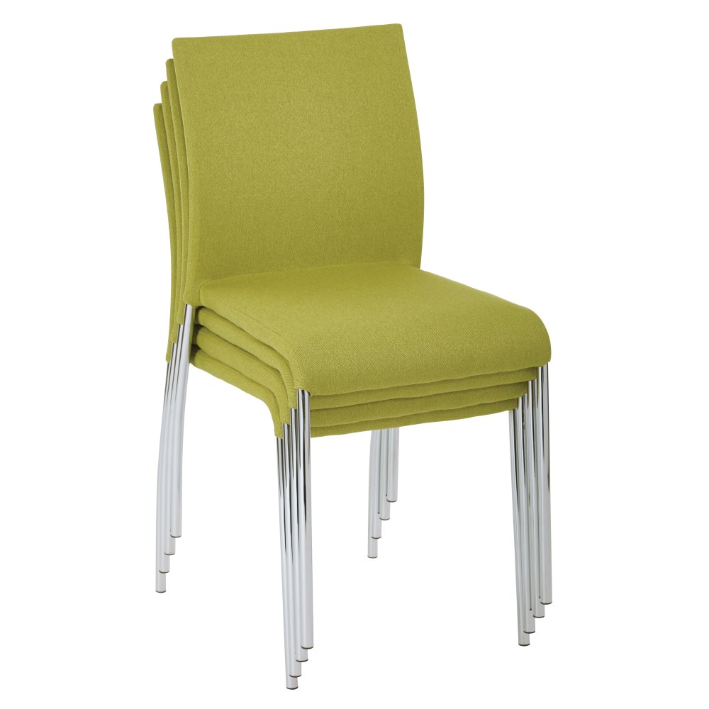 Ave Six Conway Stacking Chairs, Spring Green/Silver, Set