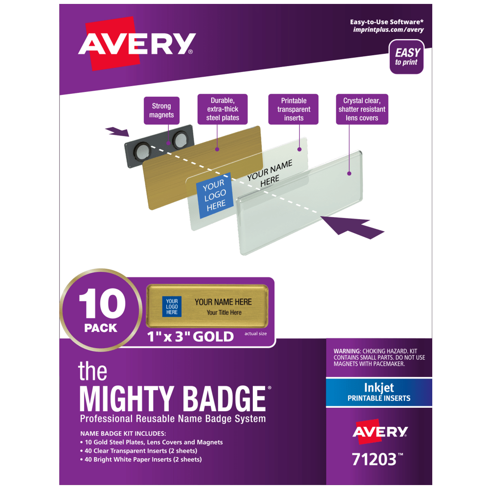 Avery® The Mighty Badge Magnetic Badges For Inkjet