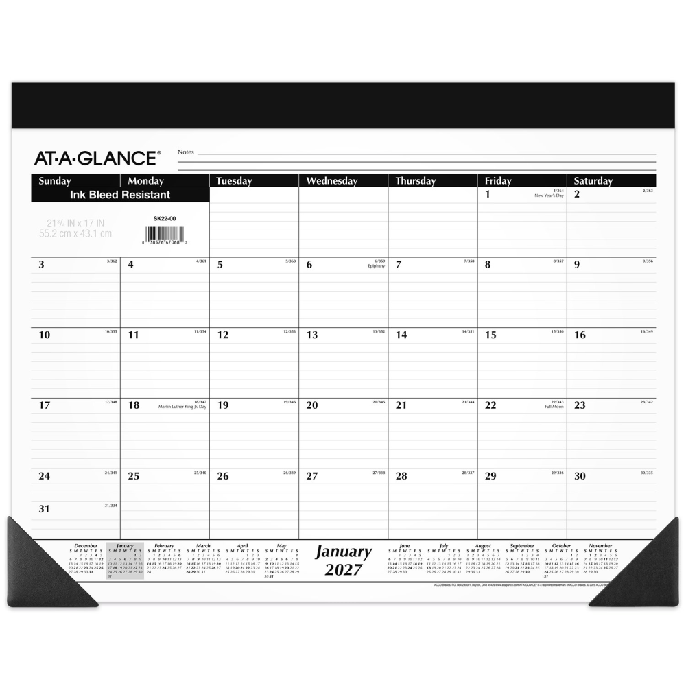AT-A-GLANCE® 2027 Monthly Desk Pad Calendar, Standard, 21