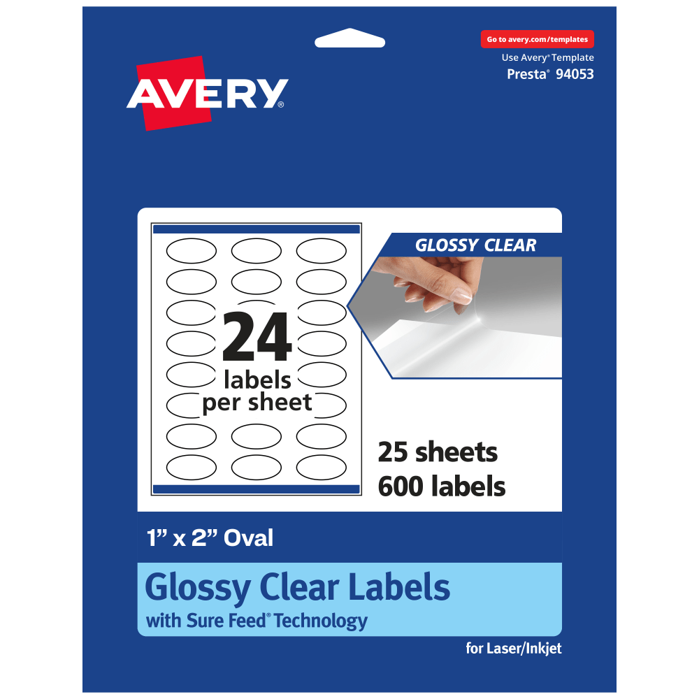 Avery® Glossy Permanent Labels With Sure Feed®, 94053-CGF25,