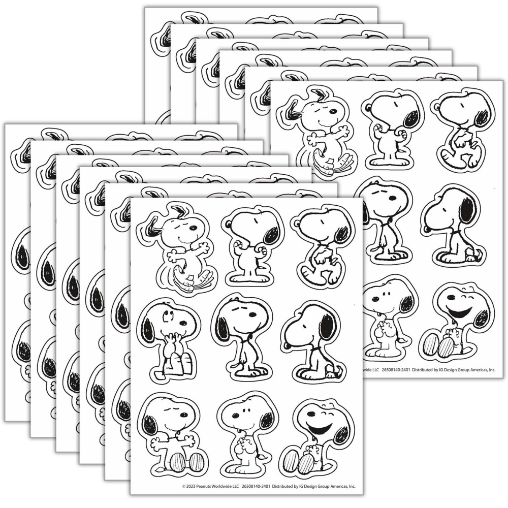Eureka Giant Stickers, Peanuts Snoopy, 36 Stickers Per