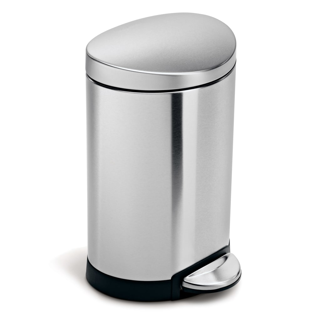 simplehuman Fingerprint-Proof Mini Semi-Round Can, 6L, Brushed