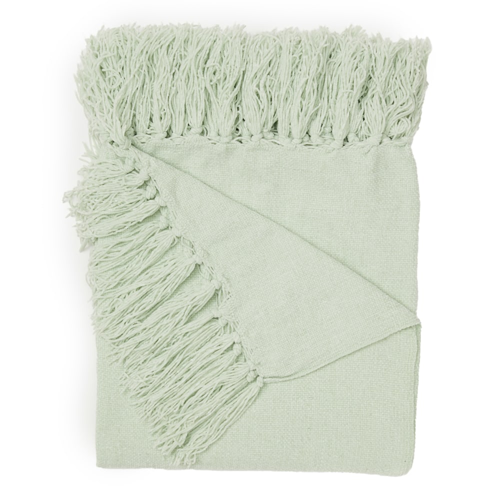 Dormify Lily Chenille Knit Tassel Throw Blanket, Sage