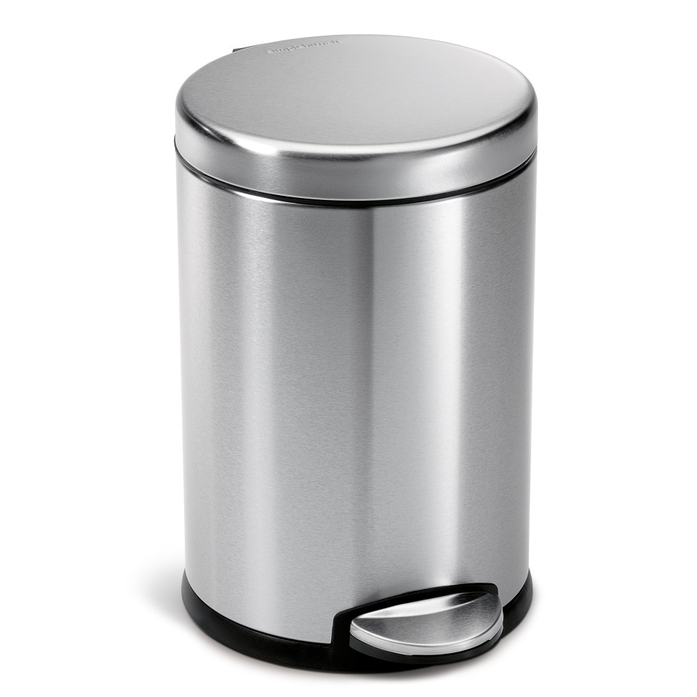 simplehuman Mini Round Step Trash Can, 1.2 Gallons,