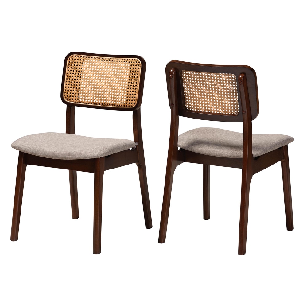 Baxton Studio Dannon 2-Piece Dining Chair Set, Gray/Walnut