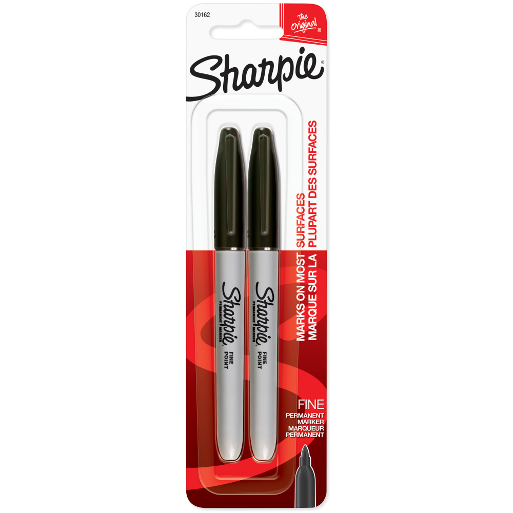 Sharpie® Permanent Fine-Point Markers, Black, Pack Of 2