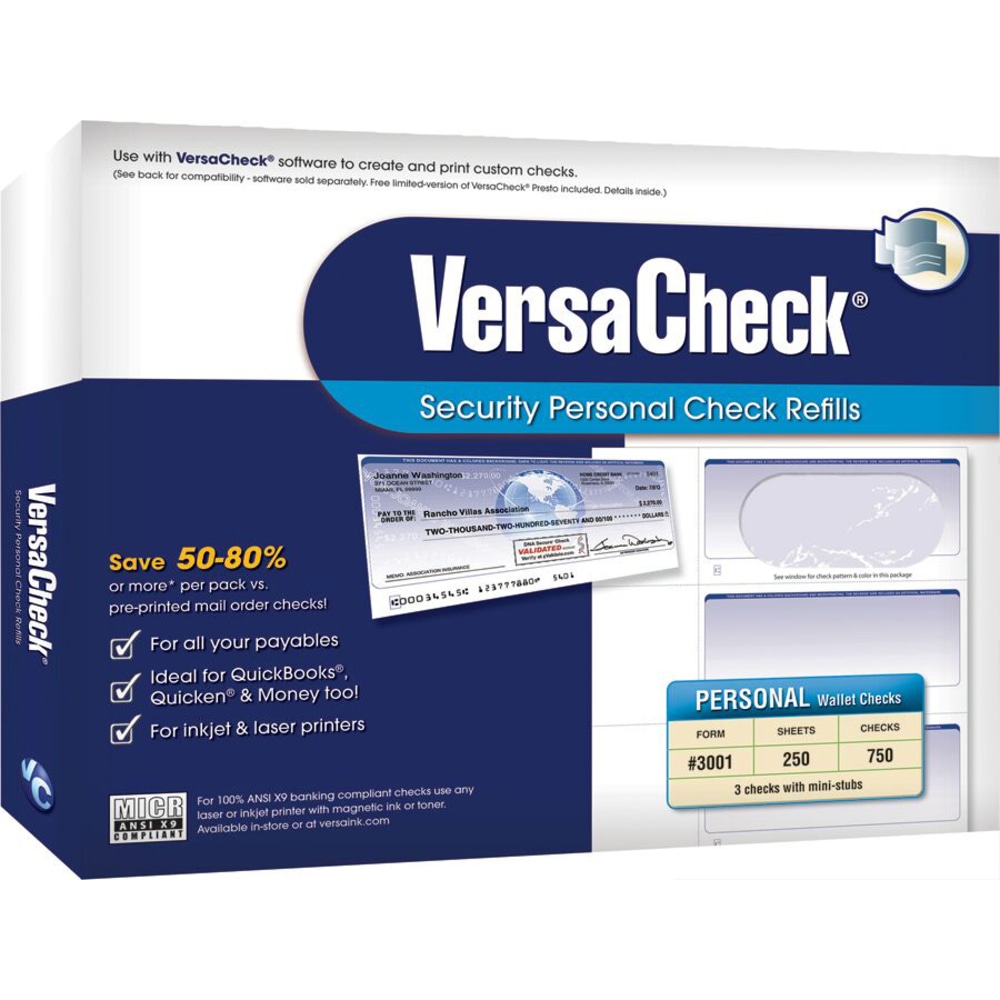 VersaCheck® Security Personal Form 3001 Personal Wallet Check