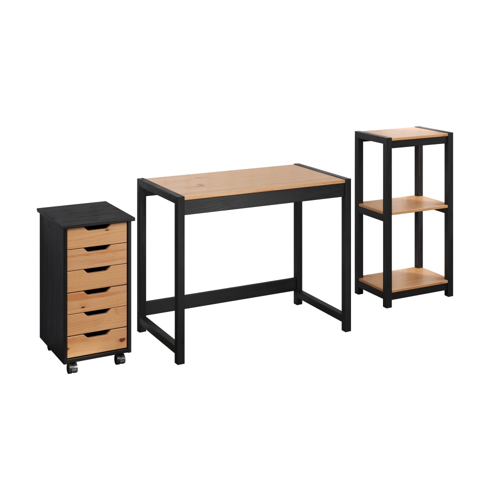 Trendfurn Torianna 3-Piece Office Set, Black/Honey