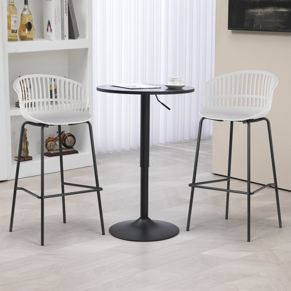 Glamour Home Basil Plastic Barstools With Back, Gray/Black,