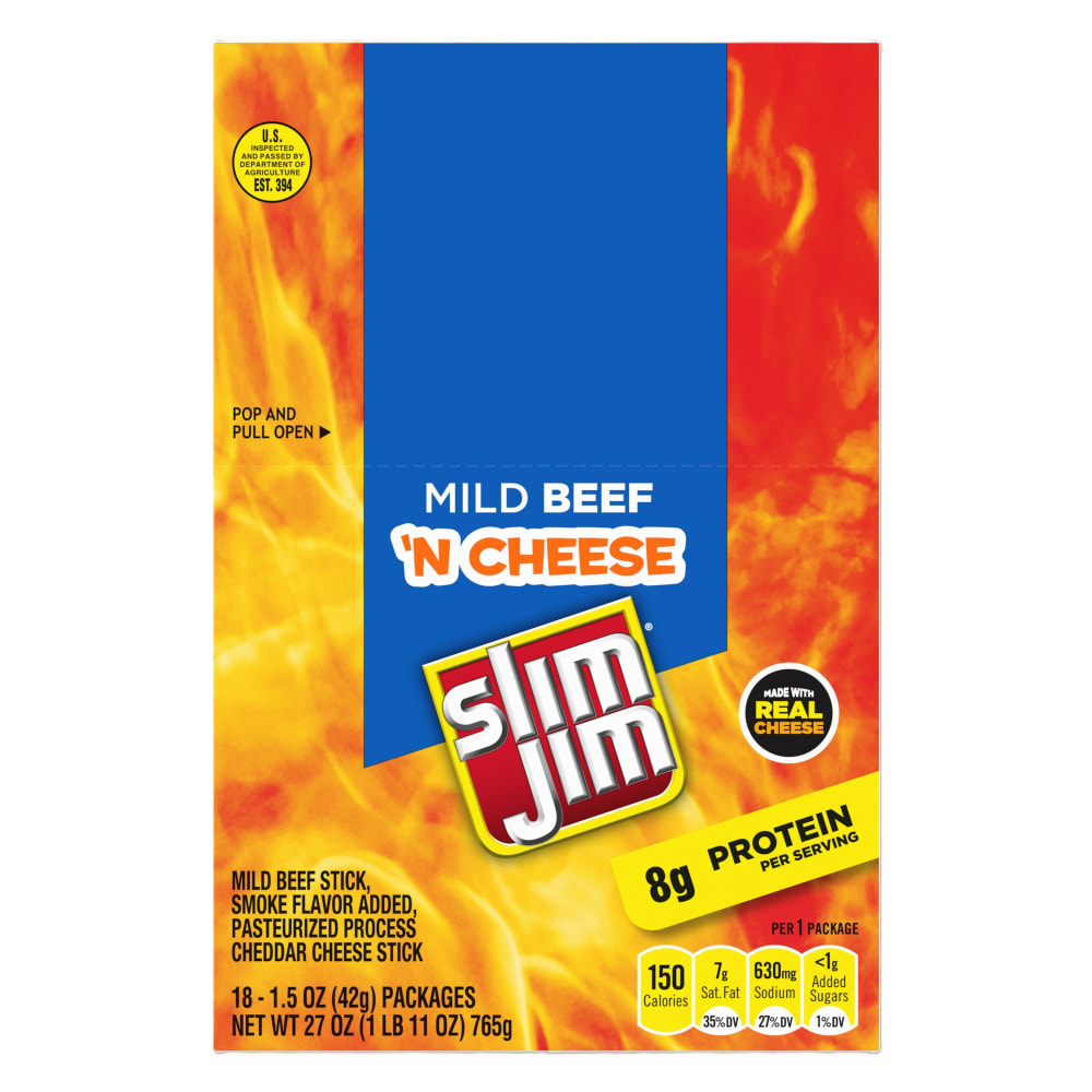 Slim Jim Beef And Cheese Packs, 1.5 Oz,