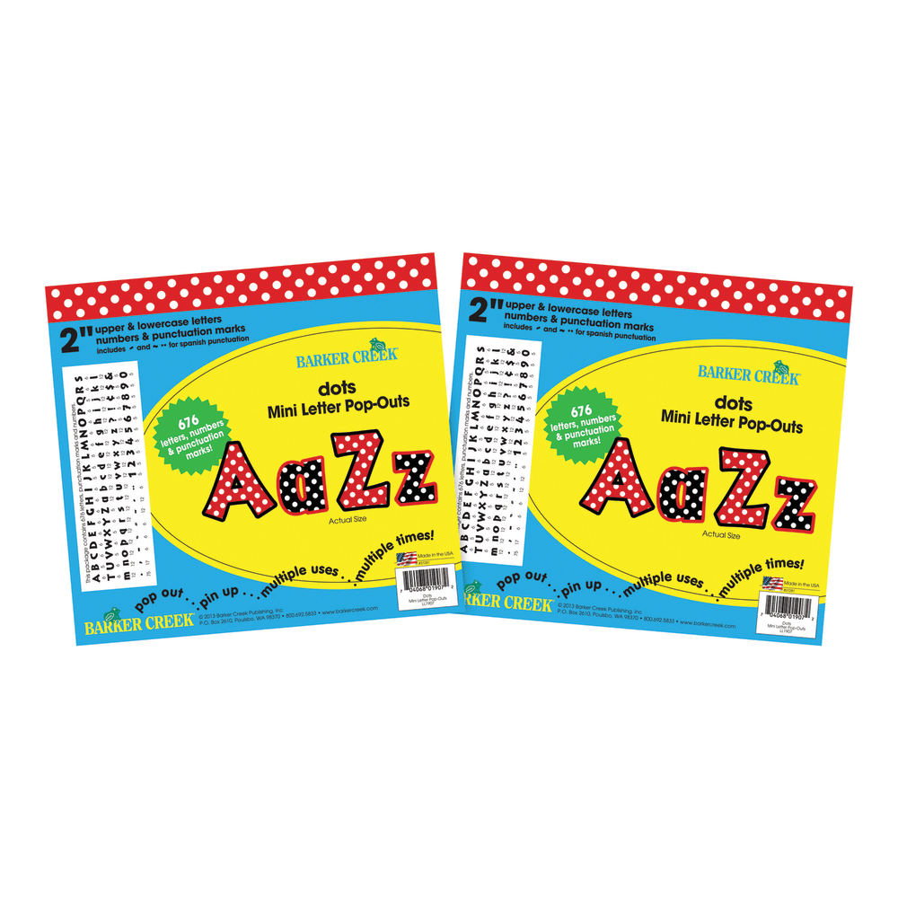 Barker Creek Letter Pop-Outs, 2", Dots, Pack Of