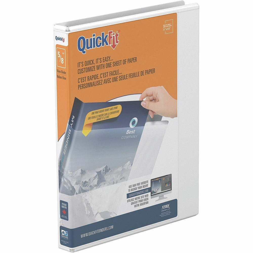 QuickFit® 3-Ring Binder, 5/8" Angle D-Rings, 50% Recycled,