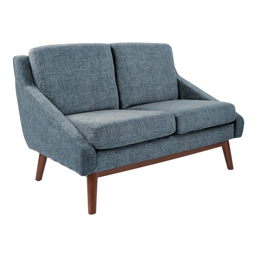 Office Star™ Davenport Mid-Century Loveseat, Navy/Coffee