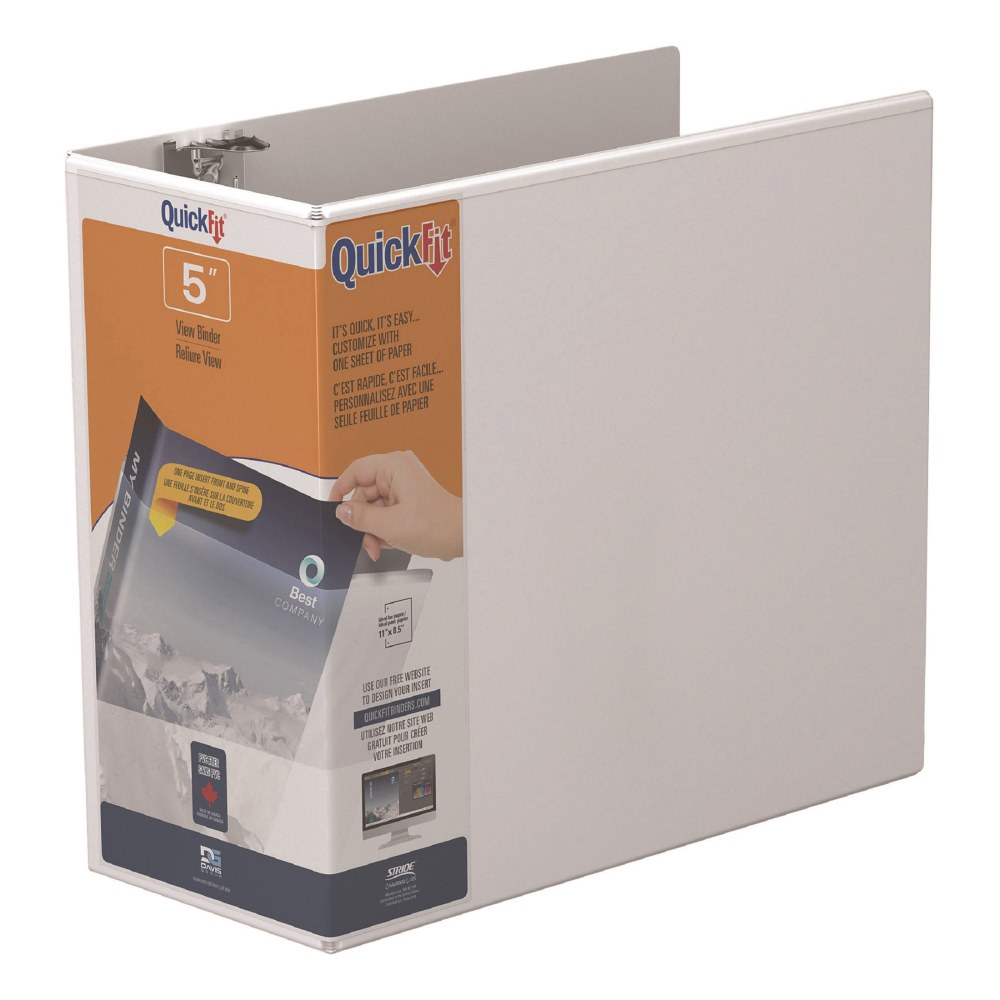 QuickFit® View 3-Ring Binder, 5" Locking Angle D-Rings,