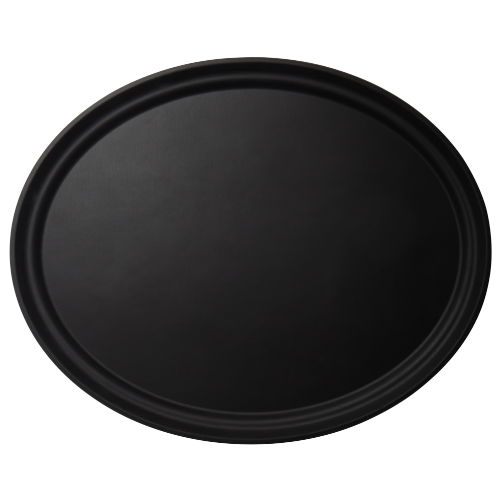 Cambro Camtread Oval Serving Trays, 25"W, Black, Pack