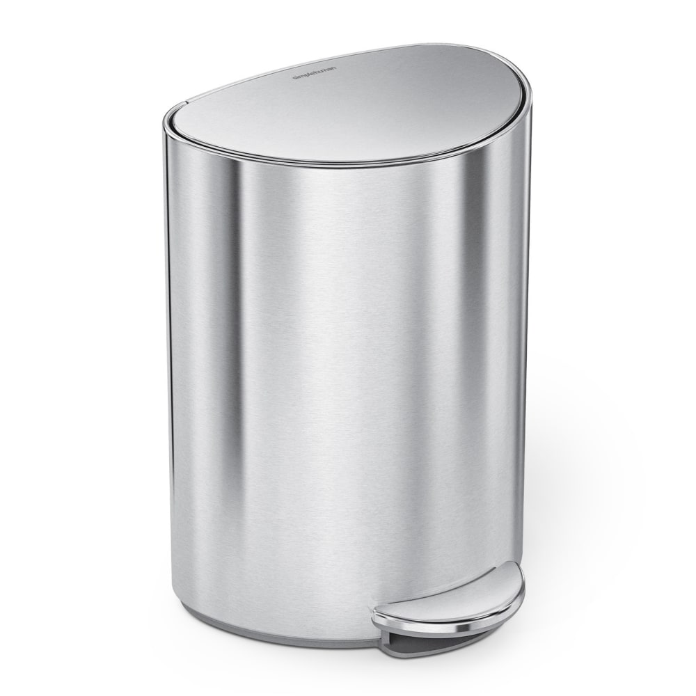 simplehuman Semi-Round Steel Step Trash Can, 1.6 Gallon,