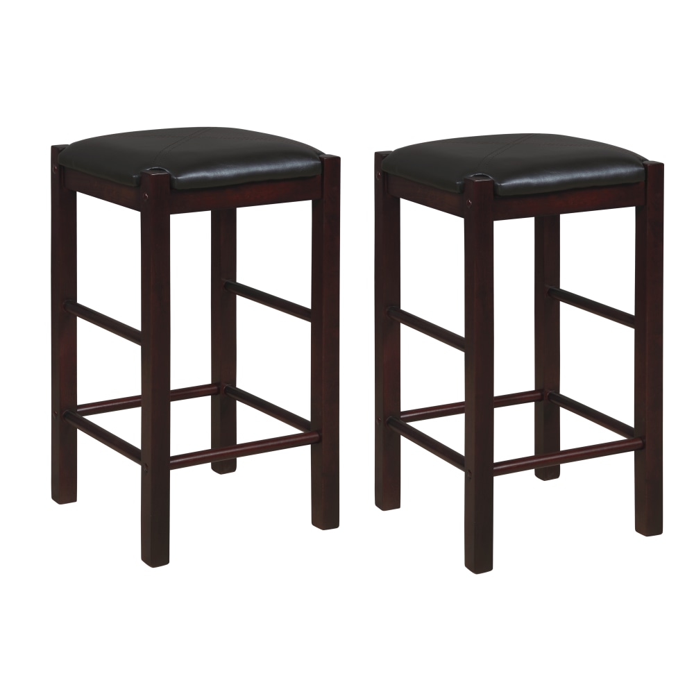 Linon Kent Backless Faux Leather Counter Stools, Espresso,
