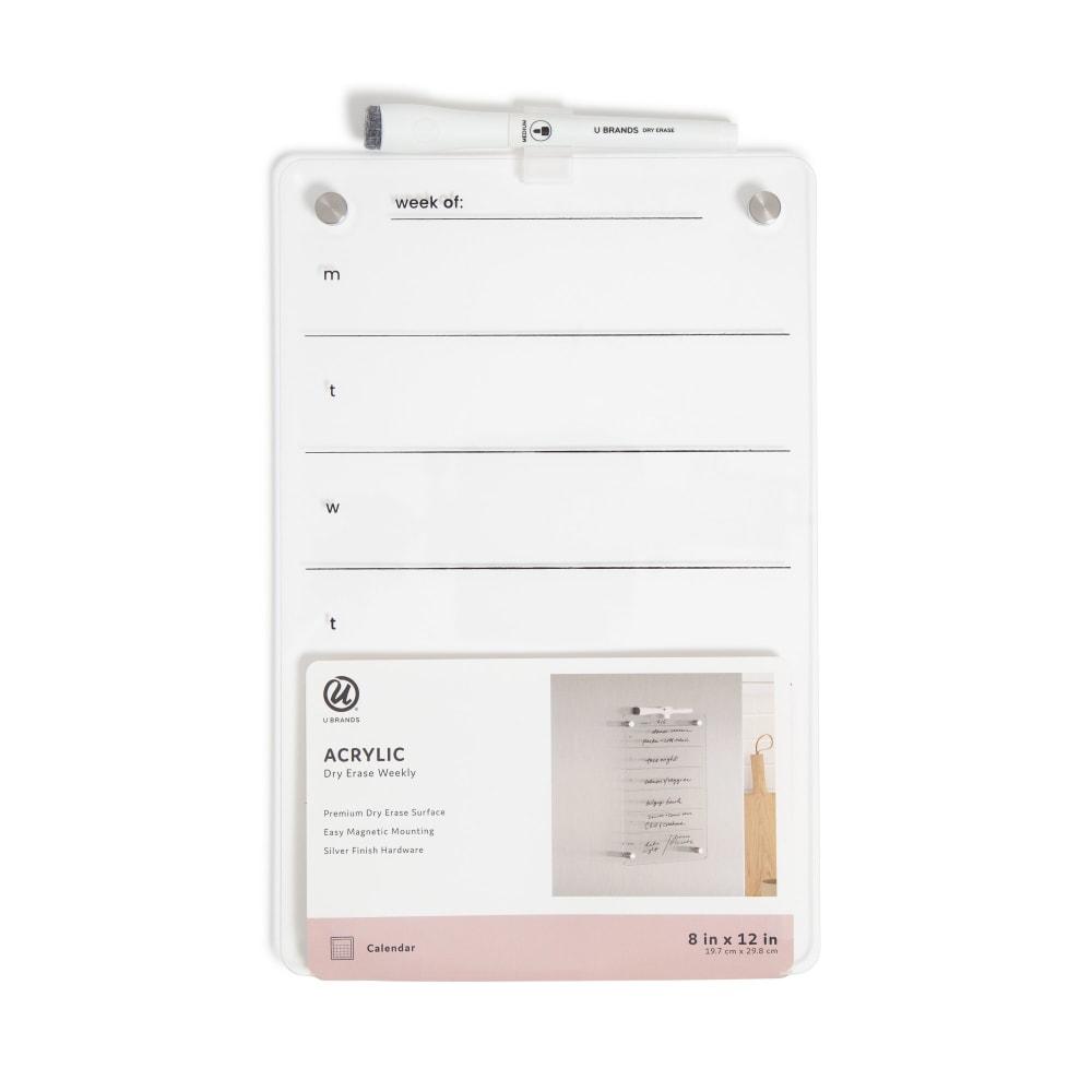 U Brands® Acrylic Magnetic Mount Dry-Erase Weekly Calendar