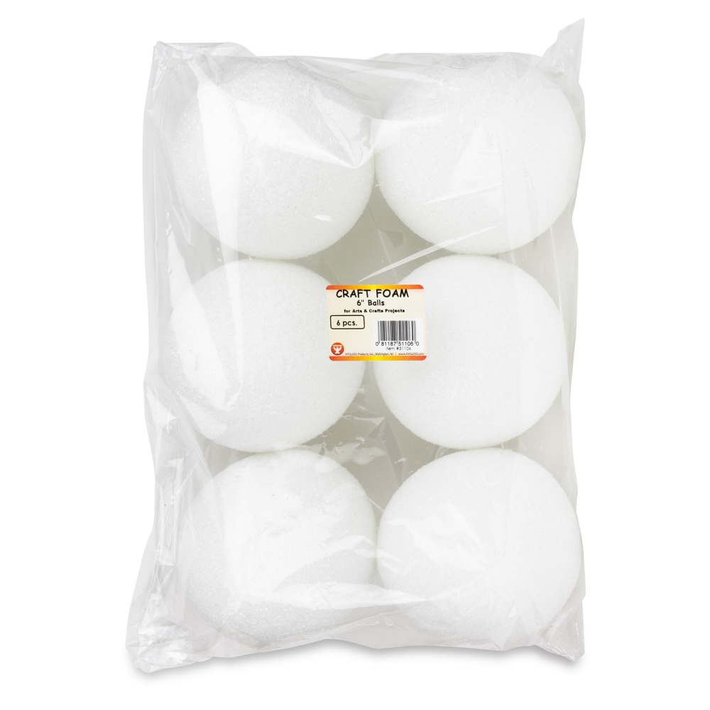 Hygloss® Craft Foam Balls, 6 Inch, White, Pack