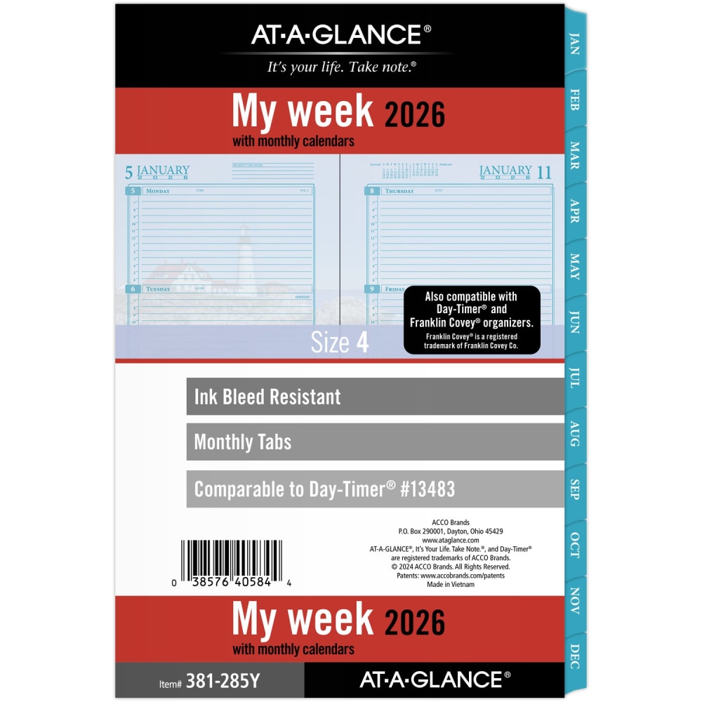 AT-A-GLANCE® 2026 Seascapes Weekly Monthly Planner Refill,