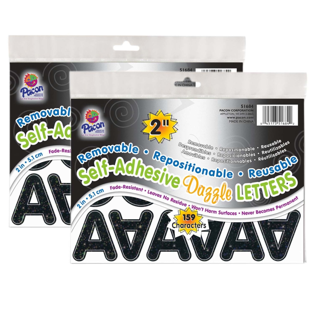 Pacon® Self-Adhesive Letters, 2", Puffy Font, Black Dazzle,
