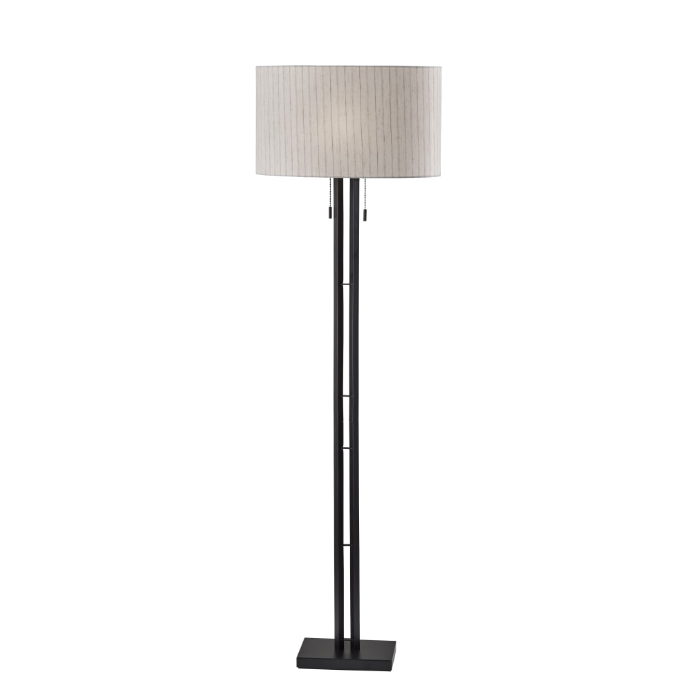 Adesso Foster 62"H Floor Lamp, Linen/Black