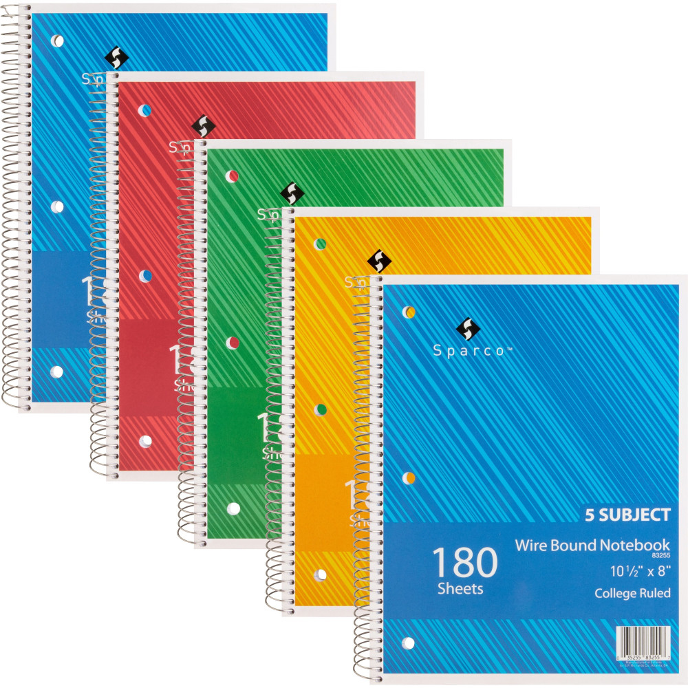 Sparco® Wirebound Notebooks, 8" x 10 1/2", College