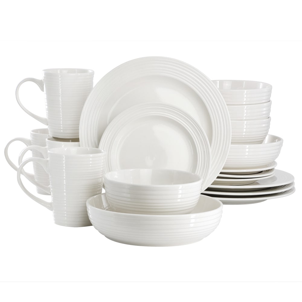 Elama Nikki 18-Piece Porcelain Ribbed Dinnerware And Serving